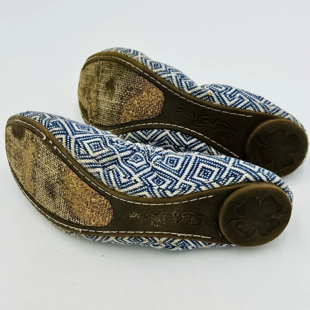 Lucky Brand Erin Women's Size 7.5B Flats Shoes Slip On Ballet Blue Aztec Print